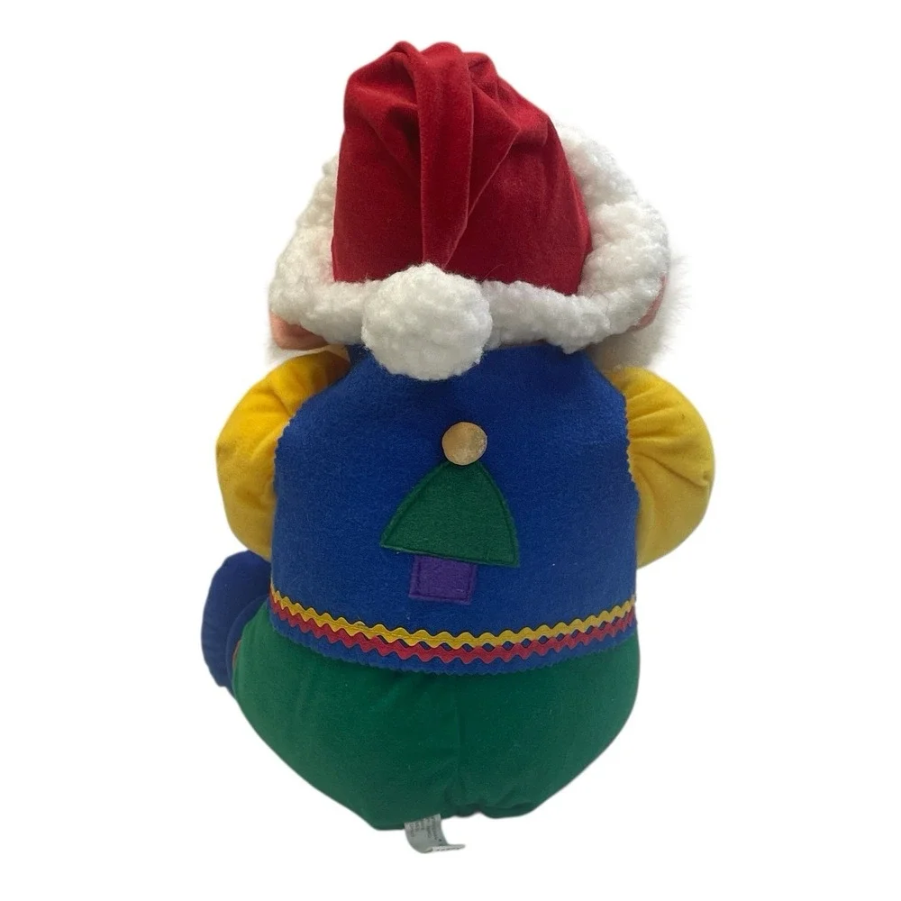 International Silver Co Santa Plush Figure w/ Gift Tag 1990s VTG